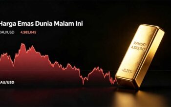 Grafik pergerakan harga emas dunia XAU/USD pada Kamis 27 Agustus 2026 tercatat sedikit menurun namun tetap bertahan di level tinggi