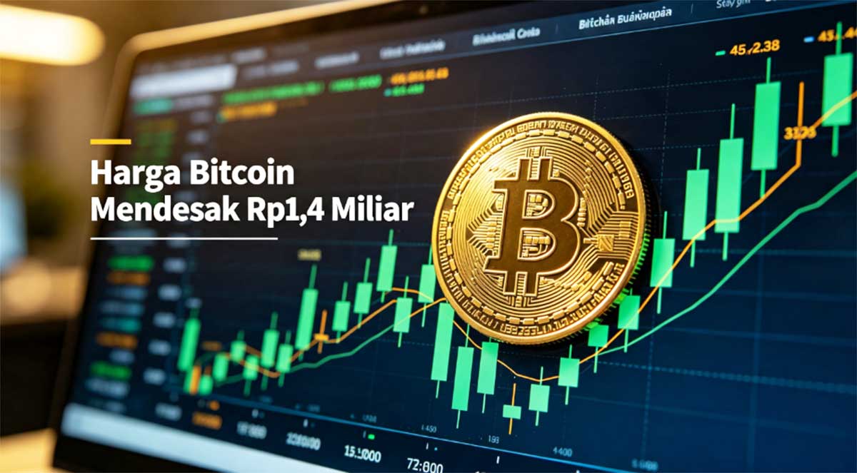 Ilustrasi harga Bitcoin mendesak mendekati Rp1,4 miliar per koin pada Rabu 26 Agustus 2026, tren harga menguat