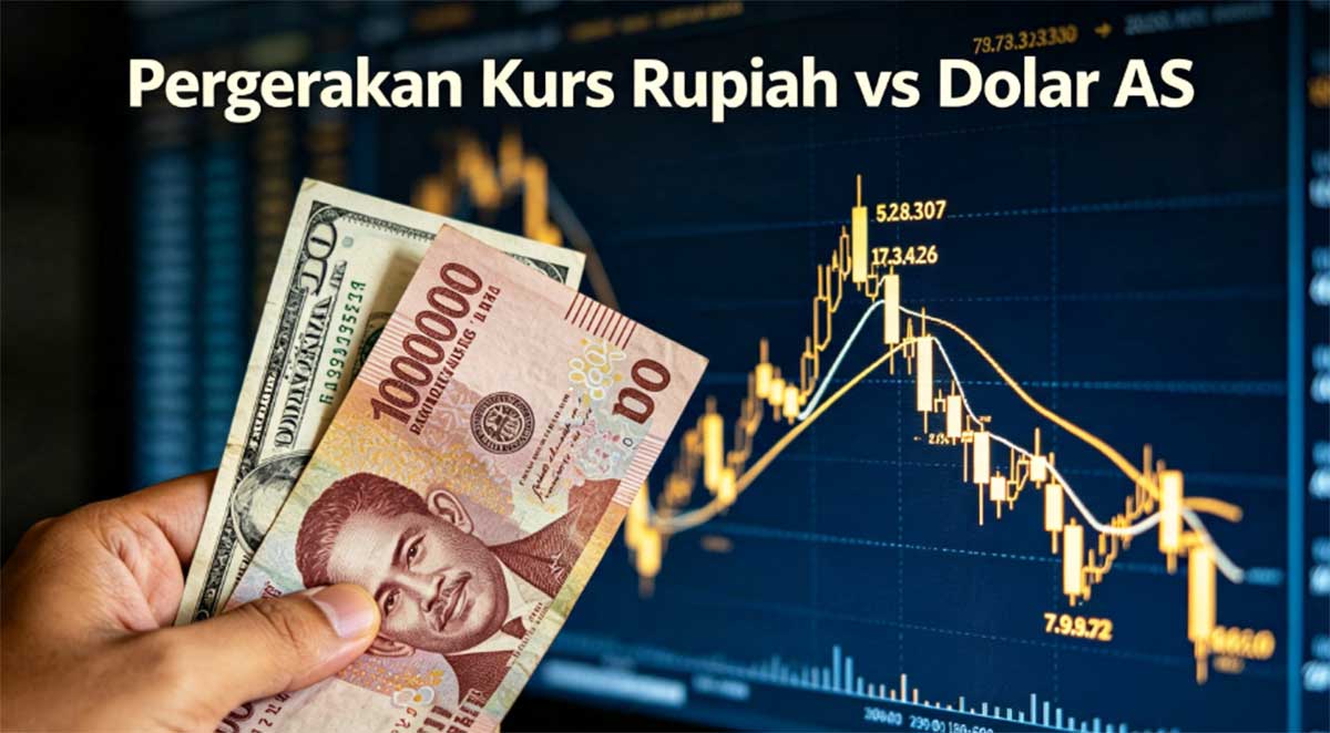 Ilustrasi Nilai Tukar Rupiah terhadap Dolar AS dengan Grafik Pergerakan — Telisik Media